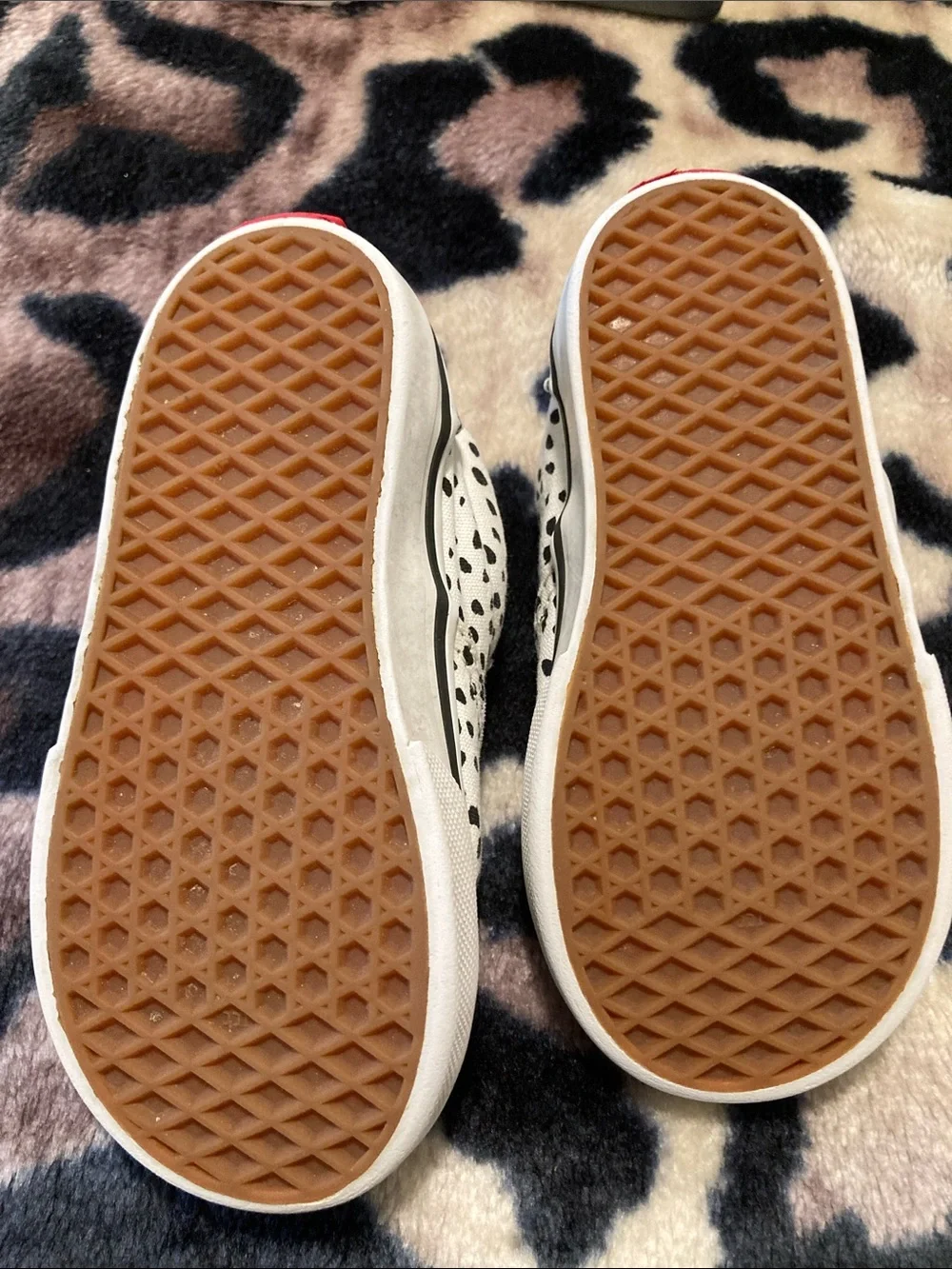 Vans Kids White Canvas Sneakers with Black Spot Print